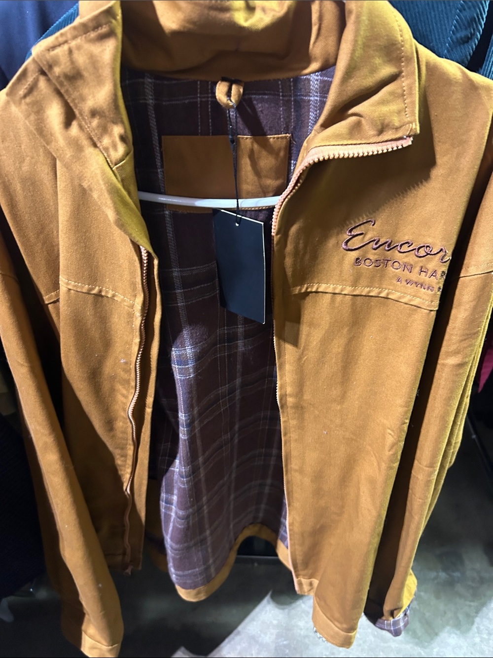 Encore Jeans Men's Mustard Brown Lightweight Zip Shirt Jacket